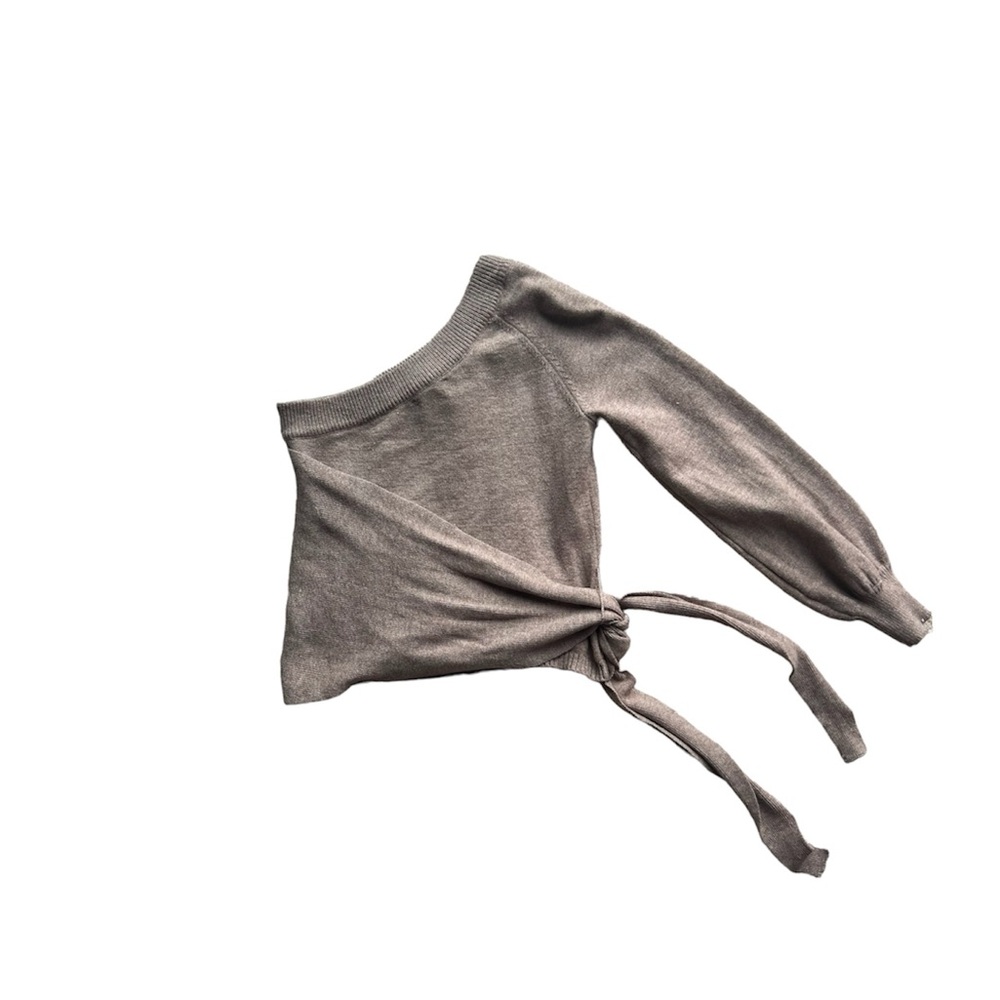 Taupe ASTR the Label Off-Shoulder Tie Sweater